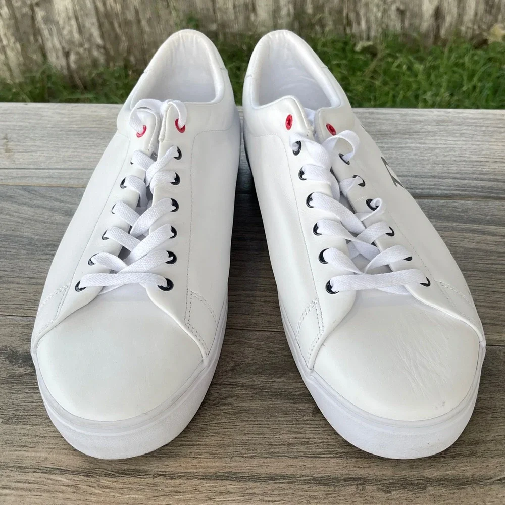 Polo Ralph‎ Lauren Longwood Sneakers Men 15 White Leather Big Logo Low Top Shoes